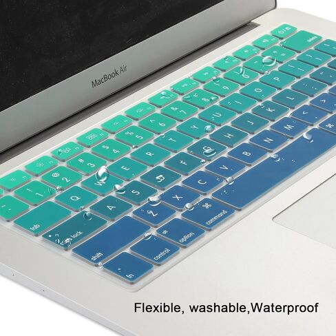 غطاء لوحة المفاتيح Batianda Ombre Color لجهاز MacBook Pro 13 بوصة موديل A1708 (بدون شريط لمس) إصدار 2017 و2016 وماك بوك 12 بوصة A1534 غلاف حماية من السيليكون (أخضر متدرج) in Saudi Arabia