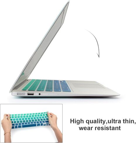 غطاء لوحة المفاتيح Batianda Ombre Color لجهاز MacBook Pro 13 بوصة موديل A1708 (بدون شريط لمس) إصدار 2017 و2016 وماك بوك 12 بوصة A1534 غلاف حماية من السيليكون (أخضر متدرج) in Saudi Arabia