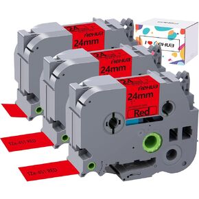 Hehua Tze Tz Tape 12mm 0.47 Laminated Red Compatible for Brother P-Touch TZe-435 TZe435 TZ-435 TZ435 Tape for Ptouch PT D210 D200 D220 D610, 1/2'' x 26.2ft White on Red, 3 Pack in Kuwait