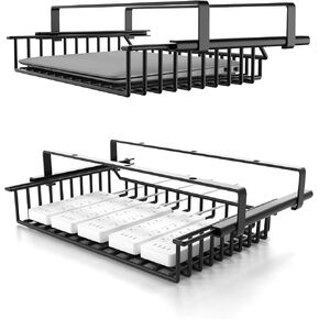 GYRWGY Under Desk Cable Management Under Desk Storage Shelf No Drill Metal Under Desk Wire Withdrawable Drawer Plugs Management Under Table Cord Management Organizer Drawer No Table Damage in Saudi Arabia