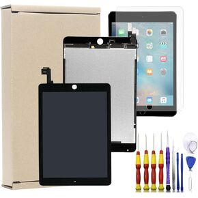 شاشة بديلة LCD وشاشة لمس زجاجية بديلة لجهاز ايباد اير 2 2014 الجيل الثاني A1566 A1567 مع اداة وزجاج (اسود) من اكنيوكز in Kuwait