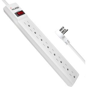 Digital Energy 15 FT 8 Outlet Surge Protector Power Strip - 15 AMP, 1875 W, 125 V, 350 J Surge Protection, ETL Listed - Flat Plug, White