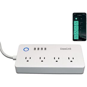 شريط طاقة ذكي، واقي واي فاي من التيار المتردد متوافق مع Alexa وGoogle Home، قابس ذكي مع 4 منافذ USB و4 منافذ تيار متردد، جهاز تحكم عن بعد وجدول مؤقت، سلك تمديد بطول 5 أقدام in Kuwait