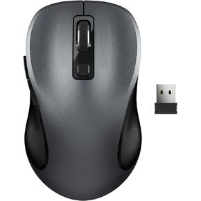 ماوس كمبيوتر لاسلكي من Trueque، ماوس USB لاسلكي لأجهزة الكمبيوتر المحمول، مقابض Ergo، 3 مستويات 1600 نقطة في البوصة، بطارية تدوم 12 شهرًا، محمولة لأجهزة الكمبيوتر الشخصية Mac Chromebook، 6 أزرار (رمادي) in Kuwait