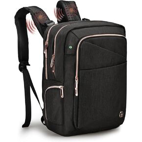 حقيبة ظهر سويس ديجيتال ديزاين كاتي روز للنساء باللون الأسود مع سحابات ذهبية وردية حقيبة ظهر للكمبيوتر المحمول للسفر في الكلية SD1006M-01 in Kuwait