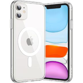 JETech Magnetic Case for iPhone 11 6.1-Inch Compatible with MagSafe Wireless Charging, Shockproof Phone Bumper Cover, Anti-Scratch Clear Back (Black) in Kuwait