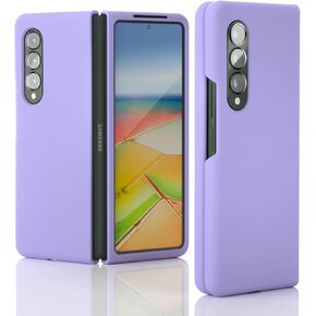 SYMOCA Samsung Galaxy Z Fold 3 5G Silky Liqiud Silicone Case Slim Full-Body Protective Shockproof Cover with Microfiber Lining Compatible with Galaxy Z Fold 3 5G (2021) (Light Purple)