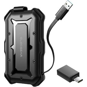 اليك جير حافظة قرص صلب يو اس بي 3.0 واقية، صندوق خارجي محمول 2.5 انش، مقاوم للماء والصدمات واختبر السقوط العسكري مع كيبل USB مدمج ومحول USB C in Kuwait