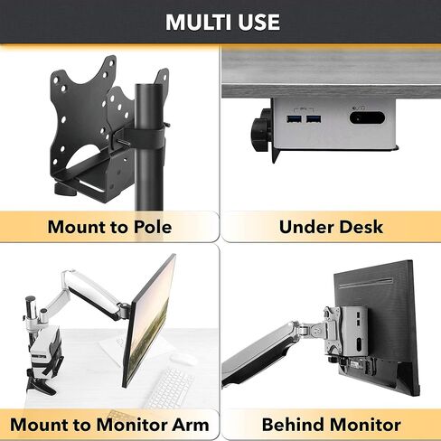 CondoMounts MPB8070B Console Wall Mount | Hide Behind TV/Under Desk | Thin Client-CPU | Cable Box | Streaming Device | Router | Holds 11lbs | Adjustable 0.7-in. to 2.80-in. | 30-in. Strap | All Black in Kuwait