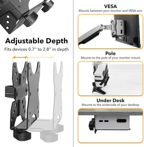 CondoMounts MPB8070B Console Wall Mount | Hide Behind TV/Under Desk | Thin Client-CPU | Cable Box | Streaming Device | Router | Holds 11lbs | Adjustable 0.7-in. to 2.80-in. | 30-in. Strap | All Black in Kuwait