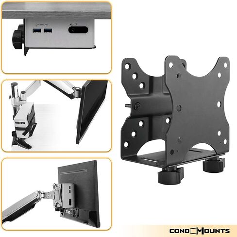 CondoMounts MPB8070B Console Wall Mount | Hide Behind TV/Under Desk | Thin Client-CPU | Cable Box | Streaming Device | Router | Holds 11lbs | Adjustable 0.7-in. to 2.80-in. | 30-in. Strap | All Black in Kuwait