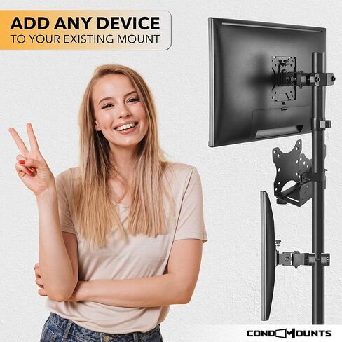 CondoMounts MPB8070B Console Wall Mount | Hide Behind TV/Under Desk | Thin Client-CPU | Cable Box | Streaming Device | Router | Holds 11lbs | Adjustable 0.7-in. to 2.80-in. | 30-in. Strap | All Black in Kuwait