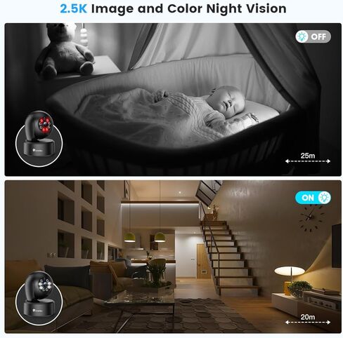 كاميرات مراقبة منزلية Ctronics 2.5K 4MP، كاميرات واي فاي 5 جيجا هرتز/2.4 جيجا هرتز لأمن المنزل في الداخل مع رؤية ليلية ملونة 20 مترًا، PTZ 355 درجة/ 120 درجة، كشف الحركة/الإنسان بالذكاء الاصطناعي، صوت ثنائي الاتجاه in Kuwait