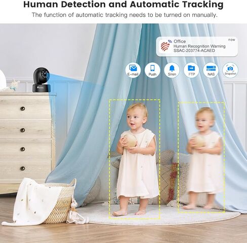 كاميرات مراقبة منزلية Ctronics 2.5K 4MP، كاميرات واي فاي 5 جيجا هرتز/2.4 جيجا هرتز لأمن المنزل في الداخل مع رؤية ليلية ملونة 20 مترًا، PTZ 355 درجة/ 120 درجة، كشف الحركة/الإنسان بالذكاء الاصطناعي، صوت ثنائي الاتجاه in Kuwait