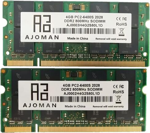 AJOMAN 8GB Kit (4GBx2) PC2-6400S DDR2 800Mhz SoDIMM ذاكرة الوصول العشوائي للكمبيوتر المحمول Non-ECC 1.8V ذاكرة الكمبيوتر المحمول لـ DELL Latitude M2400/E5400/E5500/XFR E6400/E6400/E6400 ATG/M4400/E6500 in Saudi Arabia
