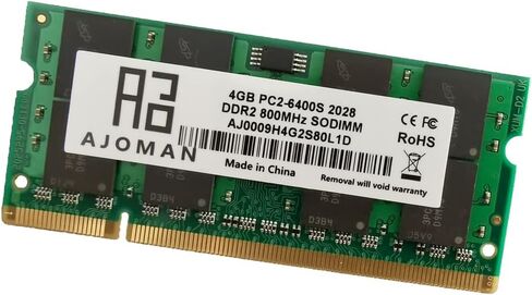 AJOMAN 8GB Kit (4GBx2) PC2-6400S DDR2 800Mhz SoDIMM ذاكرة الوصول العشوائي للكمبيوتر المحمول Non-ECC 1.8V ذاكرة الكمبيوتر المحمول لـ DELL Latitude M2400/E5400/E5500/XFR E6400/E6400/E6400 ATG/M4400/E6500 in Saudi Arabia