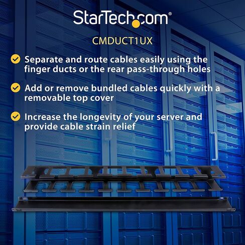 StarTech.com Horizontal Lacing Bar - Server Rack Cable Management - 19" Network Rack Mount Cord Organizer- 10 Pack (CMLB10) in Saudi Arabia
