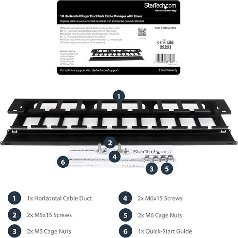 StarTech.com Horizontal Lacing Bar - Server Rack Cable Management - 19" Network Rack Mount Cord Organizer- 10 Pack (CMLB10) in Saudi Arabia