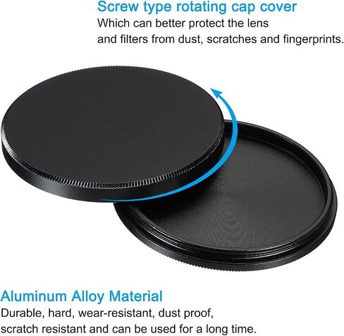 PATIKIL 58mm Lens Cap, 2 Pack Camera Lens Cap Cover Universal Front Metal Lens Filter Stacks Cap Protective Case for 58mm Camera Circular Polarizing Fader ND Filter, Black in Saudi Arabia