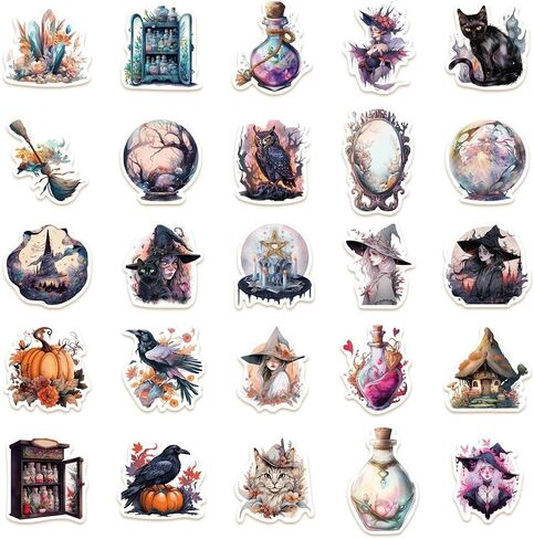 50PCS Vintage Witch Stickers,Aesthetic Magic Witchy Stickers for Adults Teens,Waterproof Vinyl Stickers for Water Bottle Laptops Computer Phone Scrapbook Luggage Skateboard in Kuwait