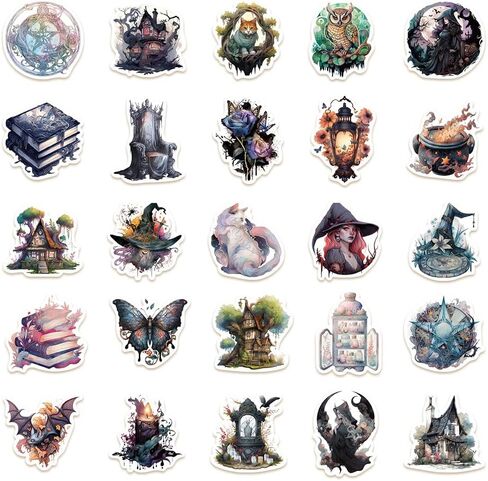 50PCS Vintage Witch Stickers,Aesthetic Magic Witchy Stickers for Adults Teens,Waterproof Vinyl Stickers for Water Bottle Laptops Computer Phone Scrapbook Luggage Skateboard in Kuwait