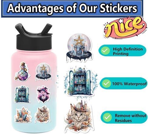 50PCS Vintage Witch Stickers,Aesthetic Magic Witchy Stickers for Adults Teens,Waterproof Vinyl Stickers for Water Bottle Laptops Computer Phone Scrapbook Luggage Skateboard in Kuwait