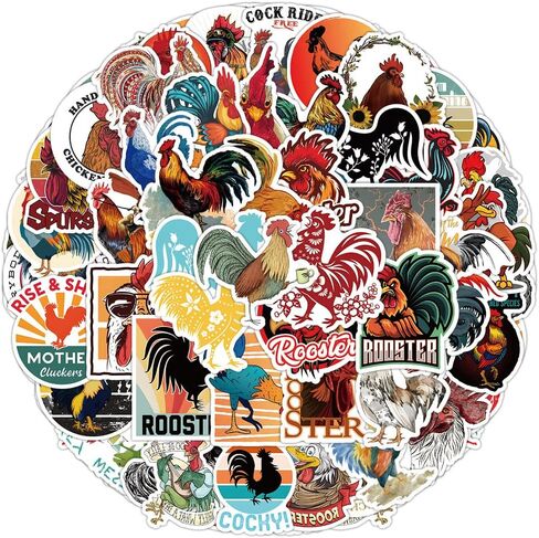 50 قطعة من ملصقات الديك، ملصقات فينيل مقاومة للماء لزجاجة المياه، اللابتوب، لوح التزلج، الامتعة، السيارات، ممتص الصدمات، الهاتف، ملصقات الدجاج، هدية للاطفال والمراهقين والبالغين in Kuwait