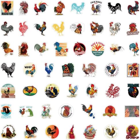 50 قطعة من ملصقات الديك، ملصقات فينيل مقاومة للماء لزجاجة المياه، اللابتوب، لوح التزلج، الامتعة، السيارات، ممتص الصدمات، الهاتف، ملصقات الدجاج، هدية للاطفال والمراهقين والبالغين in Kuwait