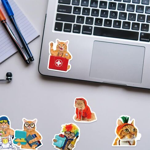 50Pcs Funny Cat Stickers for Kids and Teens - Adorable, Kawaii and Colorful Decals Perfect for Water Bottles, Laptops and Scrapbooking. Waterproof and Easy to Peel Realistic Decals that Add Personality to Any Stationery Notebook or Graffiti Art! in Kuwait