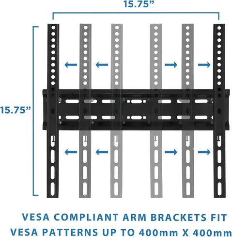 Tilting Flatscreen Wall Mount TV for 30, 32, 37, 39, 40, 42, 43, 47, 49, 50, 55 inch LED, LCD, and Plasma televisions - 77 lbs Capacity, 2" Low Profile Design, Max VESA 400 x 400 in Saudi Arabia