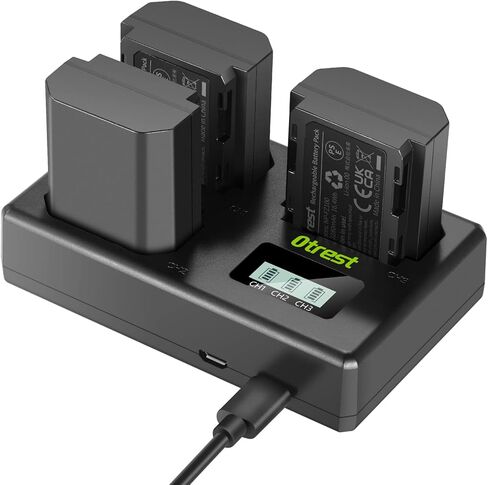 مجموعة بطارية وشاحن بديلة otrest NP-FZ100، بطارية 2280 مللي أمبير NP-FZ100 وشاحن USB ثلاثي متوافق مع Sony FX3 FX30 a1 a9 a9 II a7R IV a7S III a7 III a7 IV a7C a6600، 3 عبوات in Kuwait