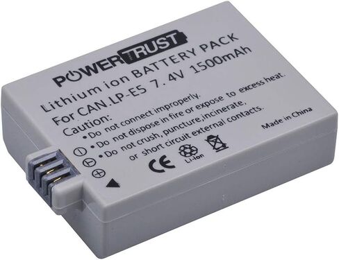 بطارية PowerTrust 2X LP-E5 لكاميرات Canon EOS Rebel XS، Rebel T1i، Rebel XSi، 1000D، 500D، 450D، Kiss X3، Kiss X2، Kiss F in Saudi Arabia
