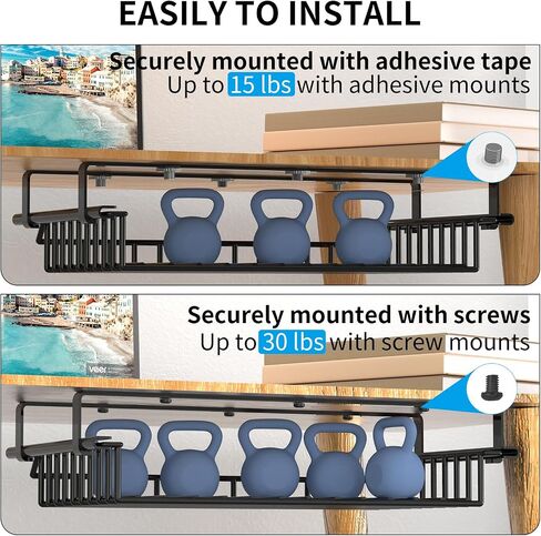 منظم كيبلات اسفل المكتب من جيروجي، رف تخزين اسفل المكتب بدون ثقب معدني اسفل المكتب، سلك قابل للسحب لتنظيم الاسلاك تحت الطاولة، منظم منظم للادراج لا يتلف الطاولة in Saudi Arabia