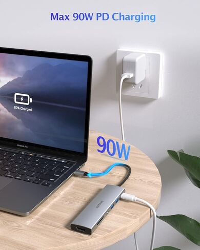 محطة إرساء SUTOUG، محور USB C 7 في 1 مع مخرج HDMI 4K@30 هرتز، منفذ شحن من النوع C بقوة 100 وات، وفتحة بطاقة SD/TF، ​​ومنفذين USB-A3.0، ومحول USB-C 3.0 متعدد المنافذ من النوع C لجهاز MacBook Pro Air XPS Surface Pro in Saudi Arabia