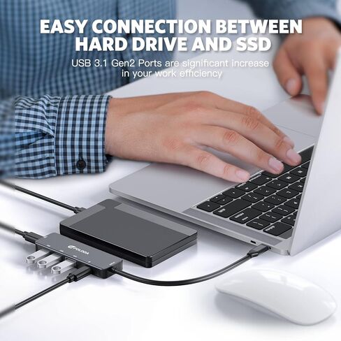 USB C Hub 3.1 Gen2 10Gbps Adapter, FOLODA 3.2 Gen2/USB 3.1 Gen2 USB C Hub with 3*Type-A, 1*Type C 10Gbps Ports (7.5W Charge) and 1*USB-C 100W Power Delivery, Super Speed Data Transfer Docking Station in Kuwait