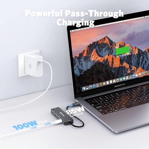 USB C Hub 3.1 Gen2 10Gbps Adapter, FOLODA 3.2 Gen2/USB 3.1 Gen2 USB C Hub with 3*Type-A, 1*Type C 10Gbps Ports (7.5W Charge) and 1*USB-C 100W Power Delivery, Super Speed Data Transfer Docking Station in Kuwait