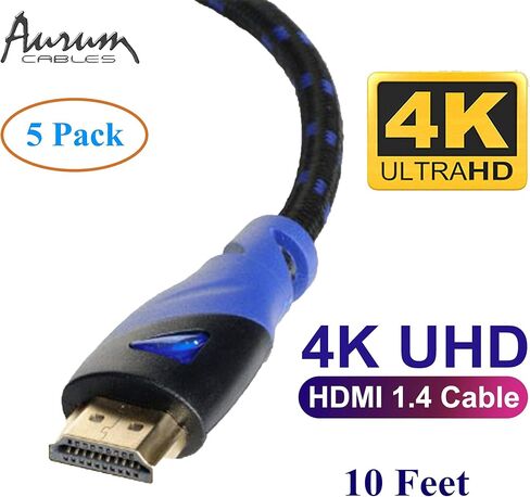 كابل HDMI عالي السرعة من سلسلة Aurum Ultra مع إيثرنت - موسع كابل HDMI مجدول بطول 50 قدمًا يدعم قناة إرجاع ثلاثية الأبعاد وصوت تصل إلى دقة 4K - متوافق مع التلفزيون والكمبيوتر الشخصي وأجهزة الكمبيوتر المحمولة وحزمة PS3-1 in Kuwait