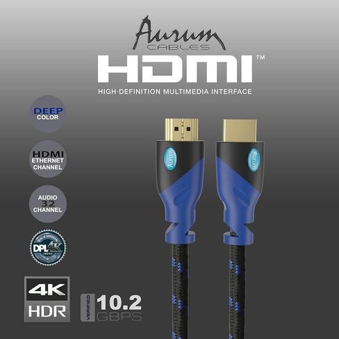 كابل HDMI عالي السرعة من سلسلة Aurum Ultra مع إيثرنت - موسع كابل HDMI مجدول بطول 50 قدمًا يدعم قناة إرجاع ثلاثية الأبعاد وصوت تصل إلى دقة 4K - متوافق مع التلفزيون والكمبيوتر الشخصي وأجهزة الكمبيوتر المحمولة وحزمة PS3-1 in Kuwait