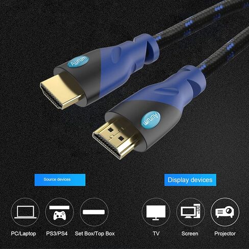 كابل HDMI عالي السرعة من سلسلة Aurum Ultra مع إيثرنت - موسع كابل HDMI مجدول بطول 50 قدمًا يدعم قناة إرجاع ثلاثية الأبعاد وصوت تصل إلى دقة 4K - متوافق مع التلفزيون والكمبيوتر الشخصي وأجهزة الكمبيوتر المحمولة وحزمة PS3-1 in Kuwait