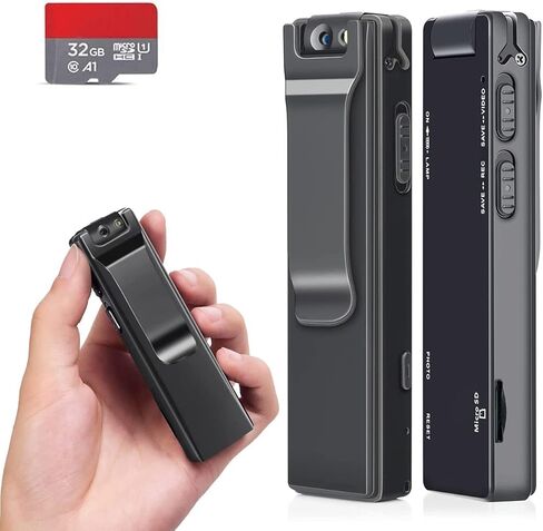 KONPCOIU Body Camera, Mini Body Camera Video Recorder, Pocket Camera, Nanny Small Cam, Tiny Camera, Small Security Camera for Home Outdoor Office and More (with 32G Super high-Speed Memory Card) in Kuwait