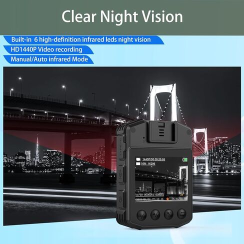 weyfinko Upgrades W1PRO 2K Body Worn Cameras with 64GB Memory Card,2Pcs Batteries with Charging Cradle Body Mounted Cam Night Vision for Home,Outdoor,Travel,Meeting in Kuwait