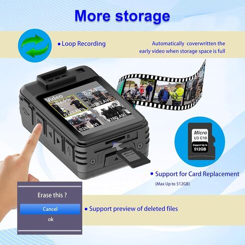 weyfinko Upgrades W1PRO 2K Body Worn Cameras with 64GB Memory Card,2Pcs Batteries with Charging Cradle Body Mounted Cam Night Vision for Home,Outdoor,Travel,Meeting in Kuwait