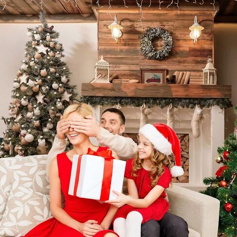 AIIKES 8X8FT Christmas Theme Backdrop Xmas Photography for Backdrop Christmas Tree Wreath Gift Box White Socks Holiday Party Backdrop Studio Props 12-381 in Saudi Arabia