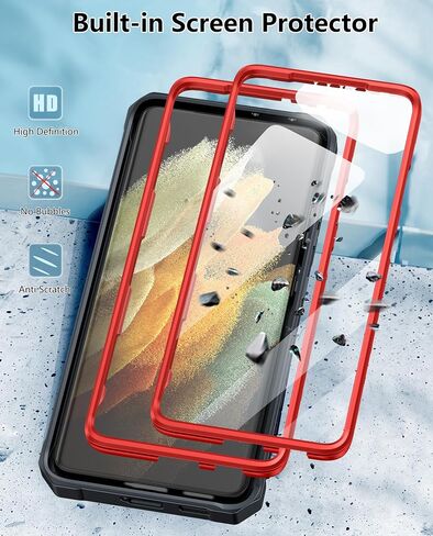 FNTCASE for Samsung Galaxy S21-Ultra Case: Military Shockproof Protective Phone Cover with Belt-Clip Holster, Kickstand & Extra Front Frame Drop Proof Heavy Duty Rugged Cases for S21Ultra 5G-Black in Kuwait