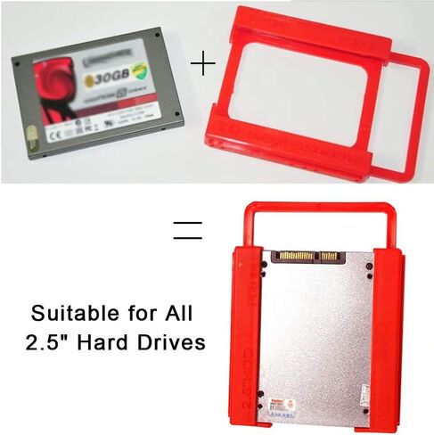 ANZKA SSD/HDD حامل تثبيت 2.5 بوصة إلى 3.5 بوصة محول حامل بلاستيكي مقاوم للصدمات 2.5 إلى 3.5 يحول الكمبيوتر المحمول في خليج القرص الصلب إلى سطح المكتب للكمبيوتر الشخصي، مع براغي تثبيت ومفك براغي (أحمر) (قطعتان، أحمر) in Kuwait