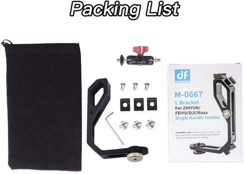 DF DIGITALFOTO Universal L Bracket Handle Gimbal Accessories,Mounting Monitor/Microphone with Bean Grip Compatible with DJI Ronin S,Ronin SC Zhiyun Crane M/2/2S,Moza Air 2, AK2000/4000 and More Gimbal in Kuwait