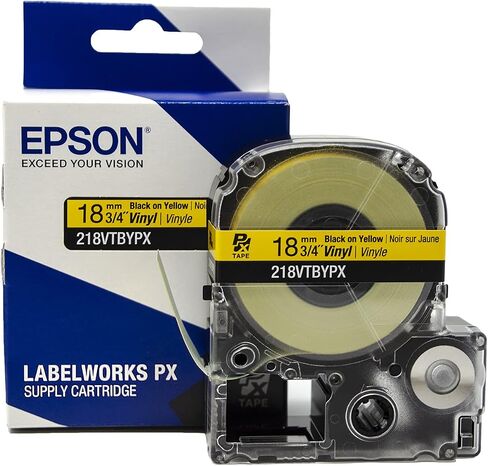 Epson LABELWORKS 224VTBWPX Vinyl Tape - Black on White - 1" (24mm), 22.9ft in Kuwait