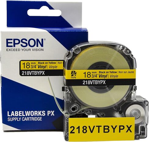 Epson LABELWORKS 224VTBWPX Vinyl Tape - Black on White - 1" (24mm), 22.9ft in Kuwait