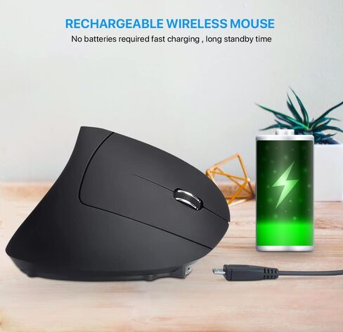 Letaclanic Ergonomic Wireless Mouse Unique Rechargeable Optical Vertical Mouse, 2.4G 5.0 Bluetooth Mouse Ergonomic with 6 Buttons, 800/1200/1600 DPI Wireless Mouse for Laptop,Desktop,PC,MacBook in Kuwait