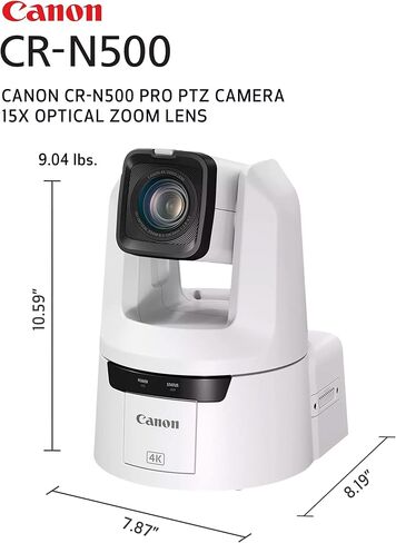 كاميرا Canon CR-N500 Pro PTZ مع عدسة تكبير بصري 15x، مستشعر AF ثنائي البكسل 1 بوصة 4K 30p، 3G-SDI، HDMI، مخرج فيديو IP، NDI HX2، SRT- الكنيسة، الأحداث الحية، مؤتمرات البث، الفصول الدراسية، الرياضات الإلكترونية، مدونات الفيديو in Kuwait